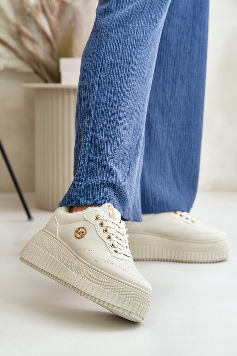 Boto Sneakersy Dámské Sportovní Boty Zateplené Na Masivní Podešvi Béžové Ardiela
