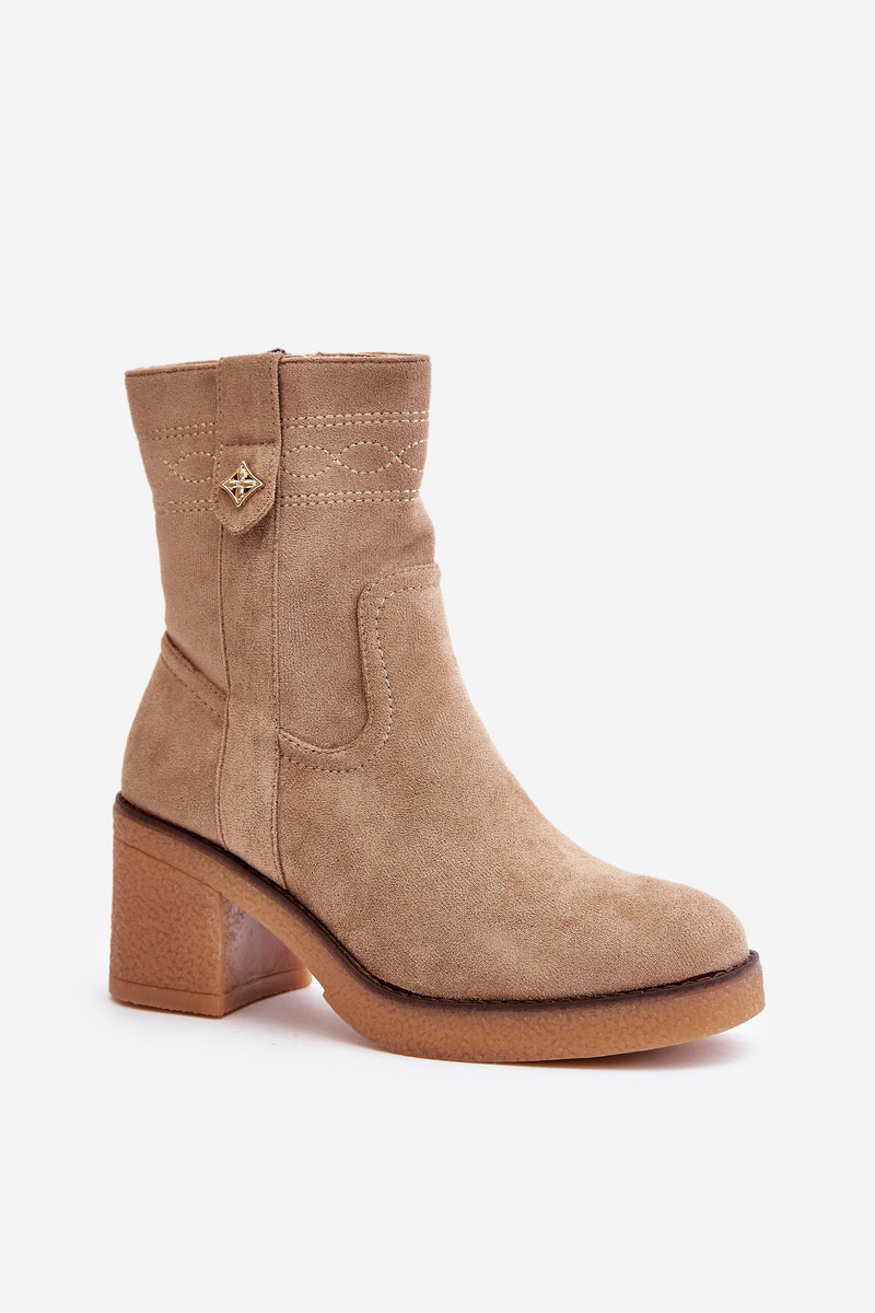 Insulated women's ankle boots on heel brown Vailia