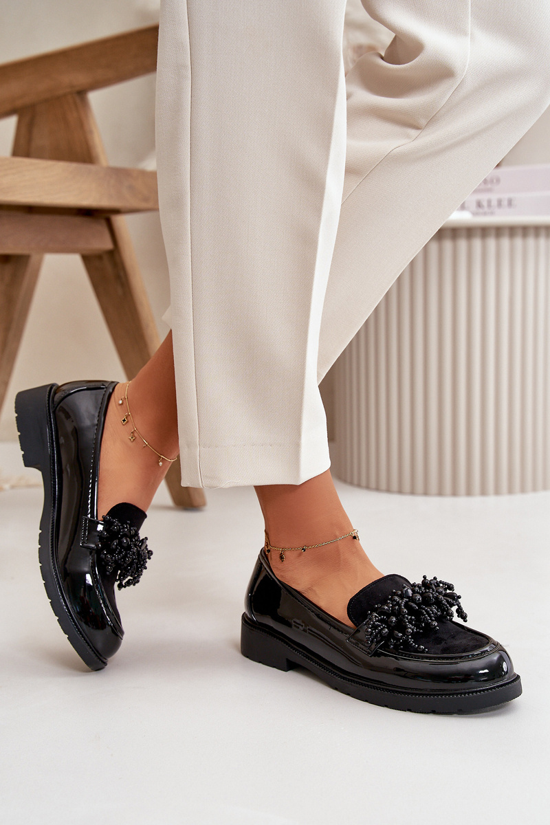 Women&#039;s patent leather moccasins S.Barski black