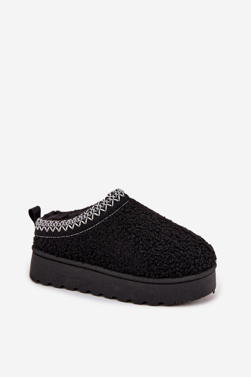 Boto Детски младежки зимни обувки с пухкав пух тип агне Черни Selathiel