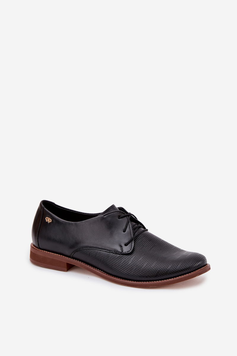 Dámske kožené elegantné šnurovacie topánky Zazoo 4238 Čierne