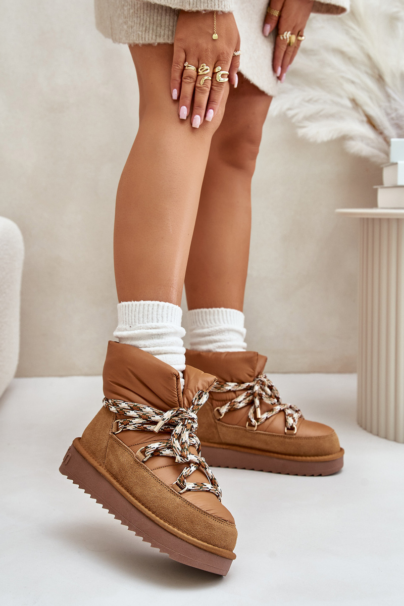 Suede women's snow boots with chunky lacing D.Franklin Brown