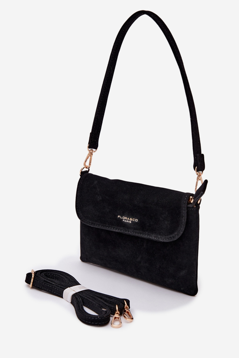 Flora&Co malá crossbody taška z eko semišu čierna