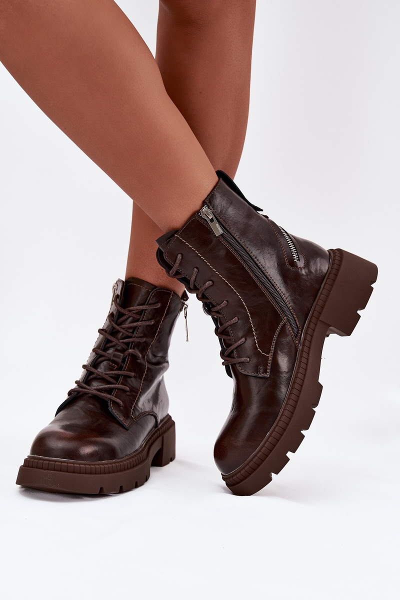 BIG STAR SHOES Kožené dámske pracovné topánky s podšívkou Big Star