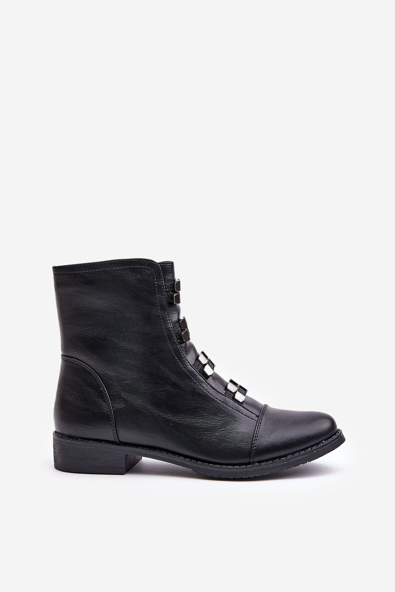 Insulated women's ankle boots with zip black Evalith
