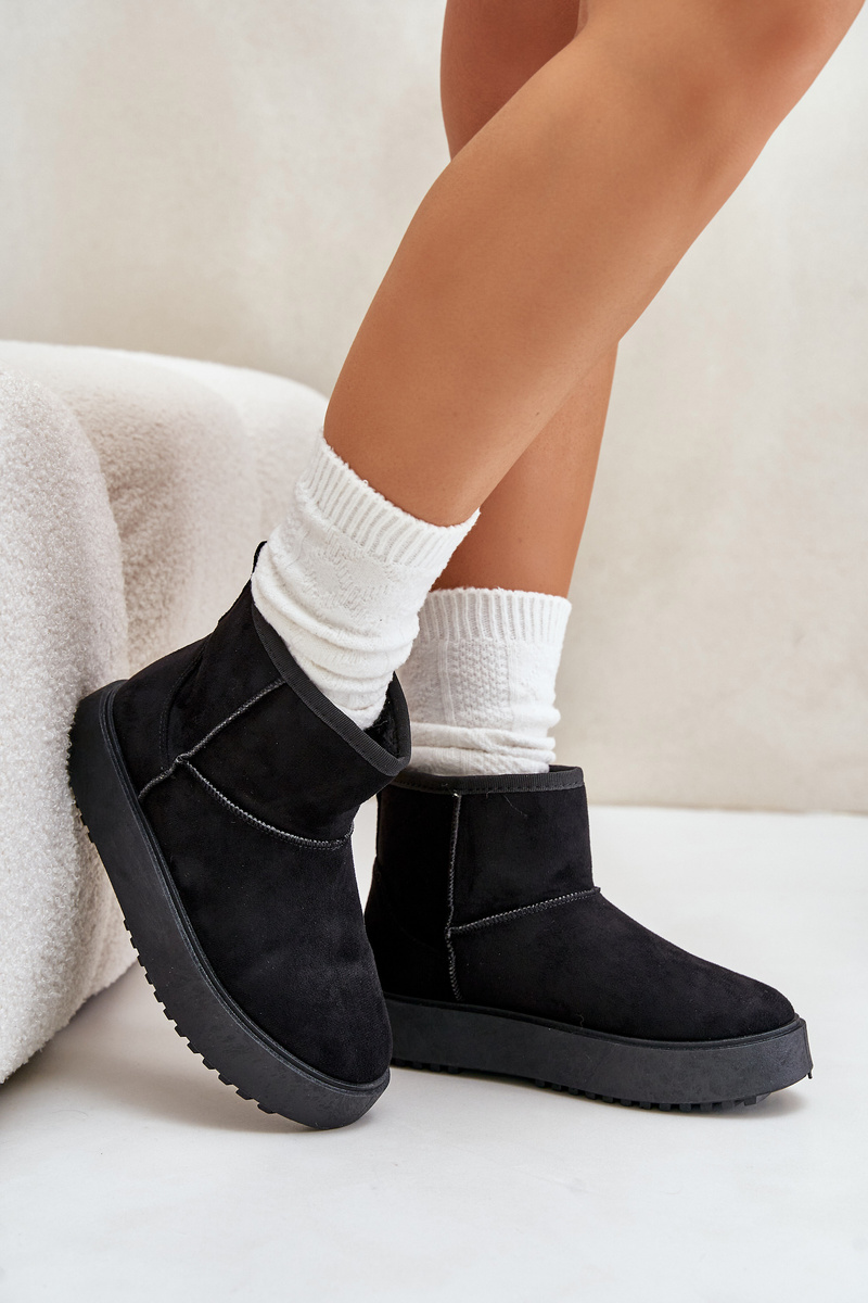 Women's Platform Snow Boots Made Of Eco Suede Black Atteria