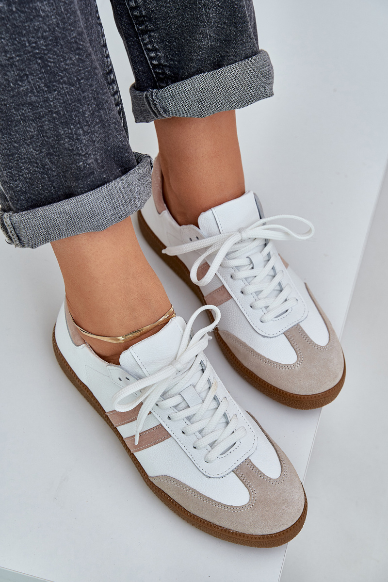 Zazoo N1068 Kožené Nízke Sneakers Dámske Béžové