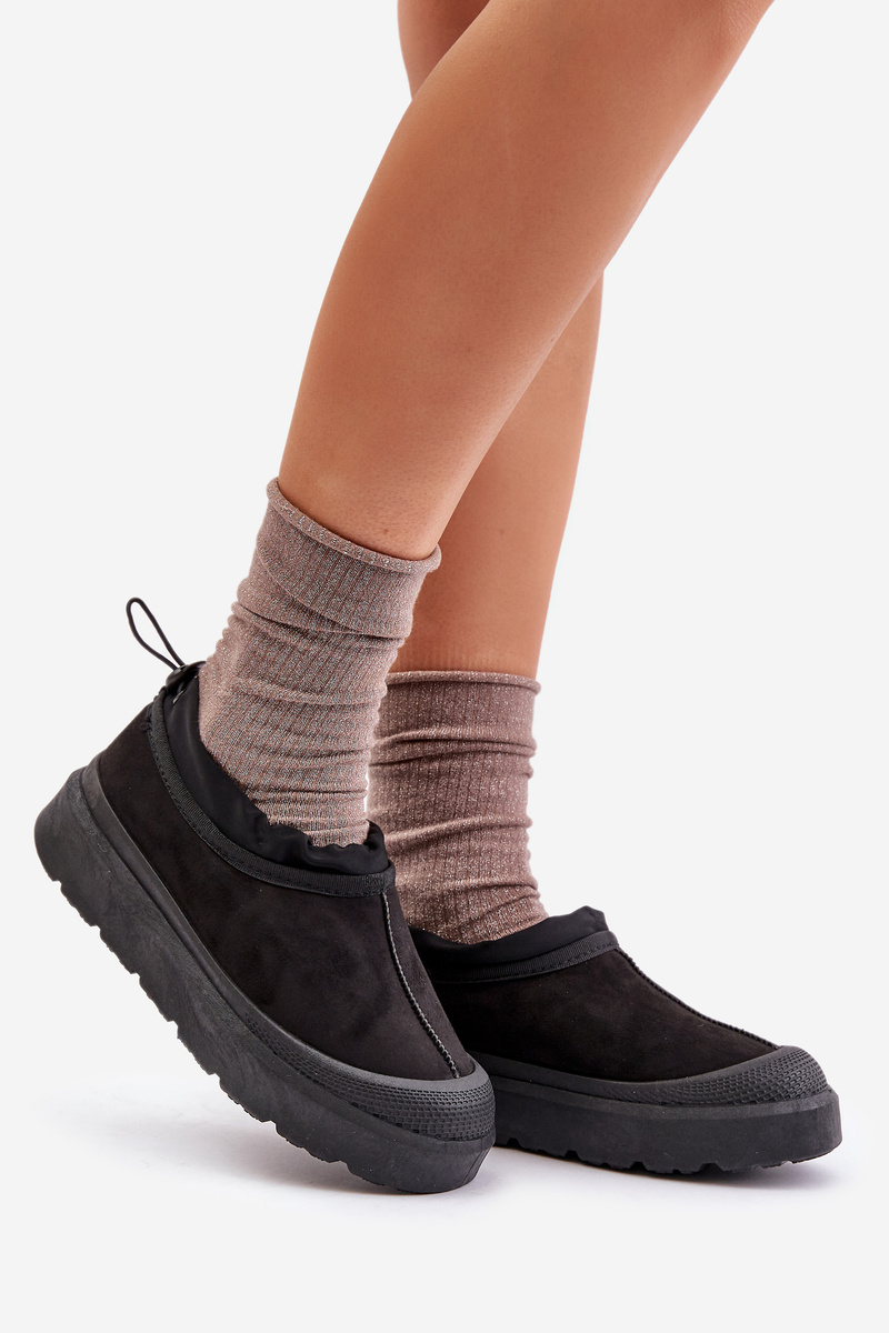 Women&#039;s Platform Snow Boots With Low Shaving Black Izamine