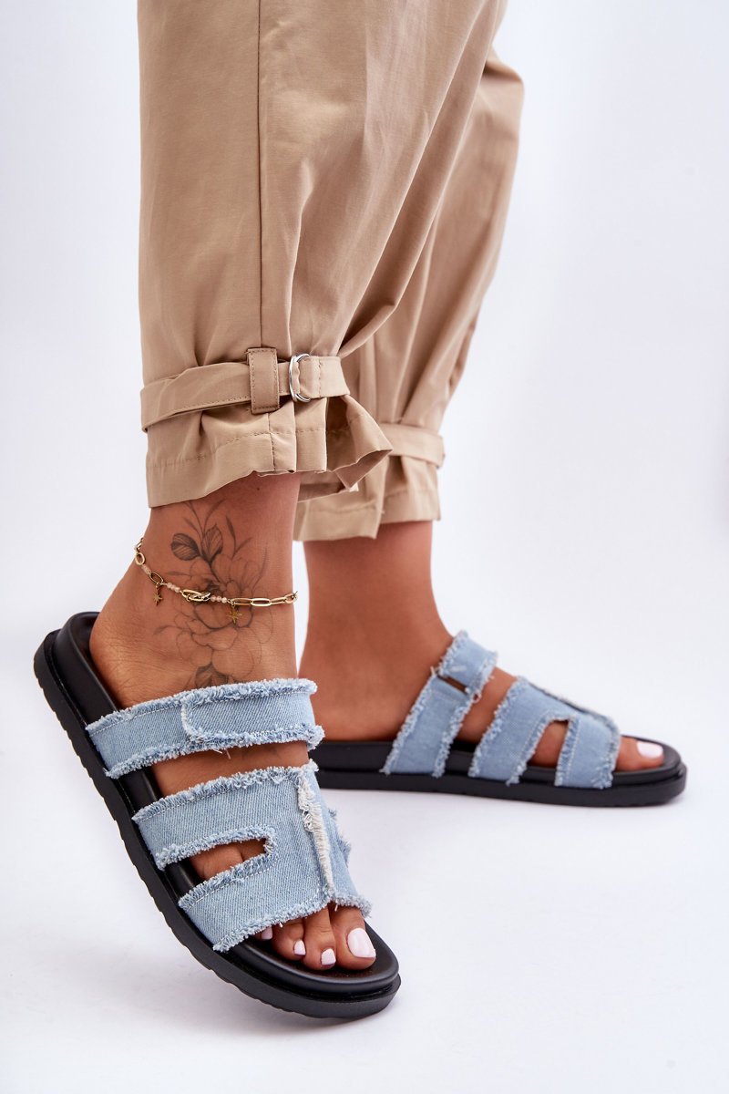 Women&#039;s fabric zip sandals Blue Lamirose