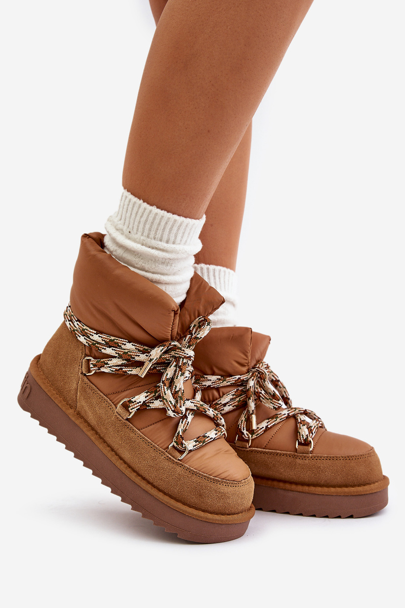 Suede women's snow boots with chunky lacing D.Franklin Brown