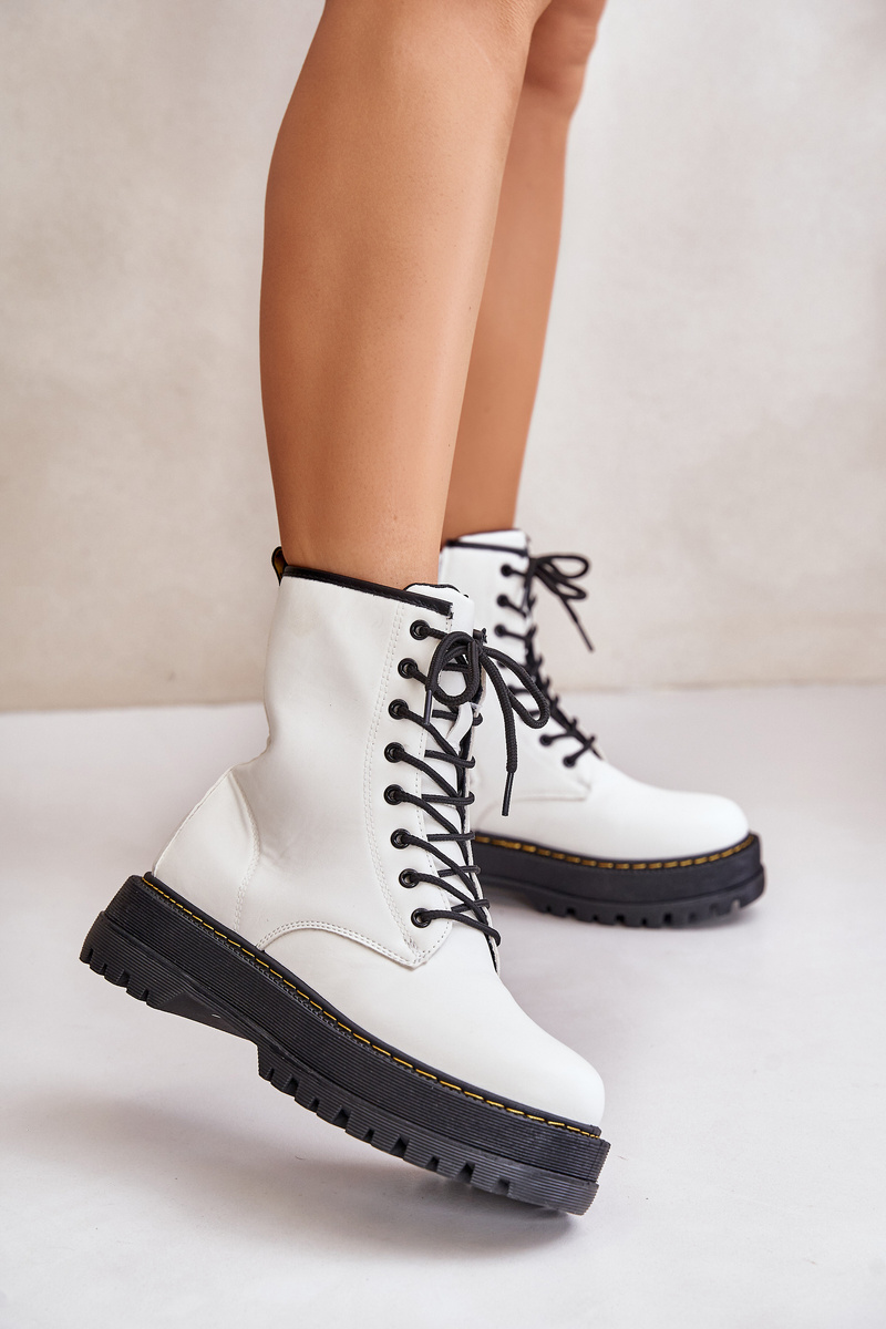 Insulated Ankle Boots Made of Eco Leather Zipper White Lay