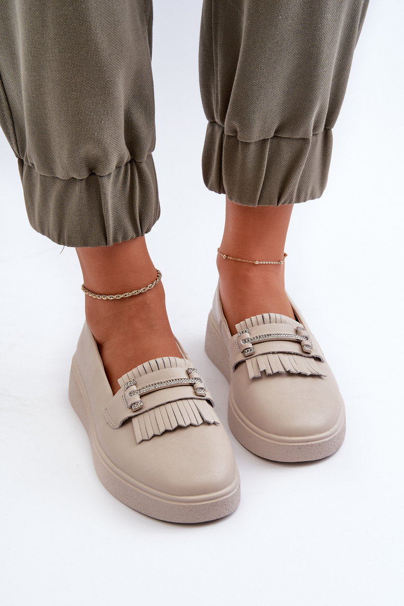 Mocasini cu platformă din piele pentru femei