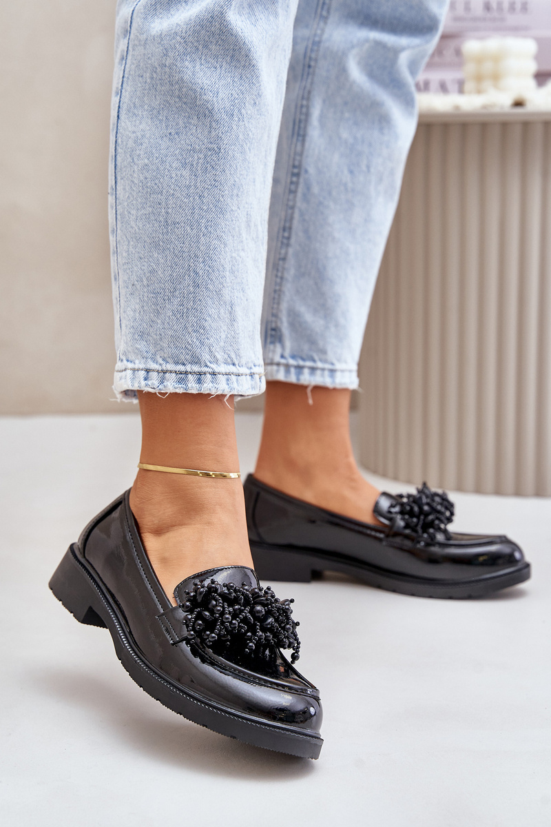 Women&#039;s patent leather moccasins S.Barski black