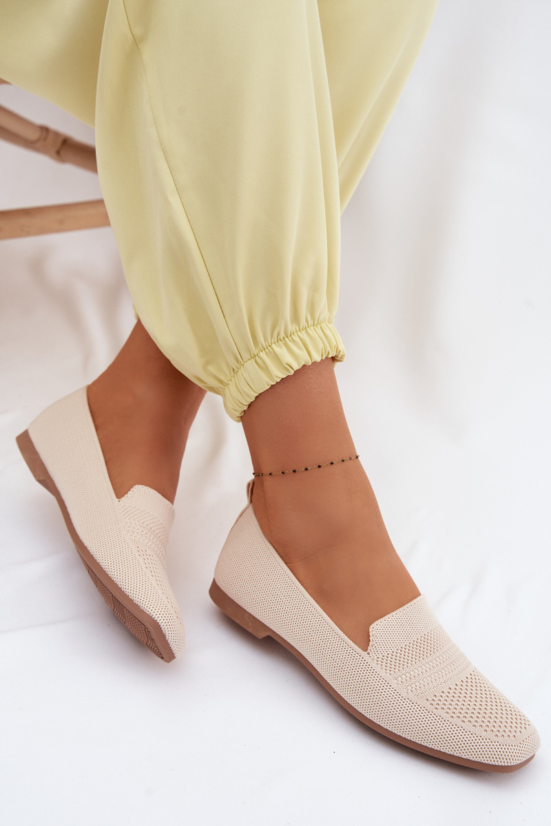 Дамски платнени мокасини светло бежови Dorielle