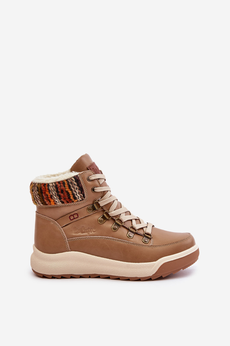 Leather women's insulated ankle boots Lee Cooper beige