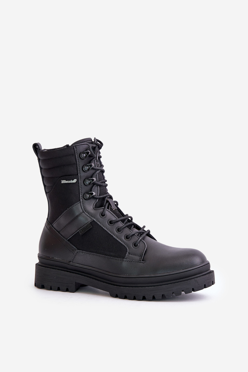 Leather Trapper Ankle Boots Mens Insulated Big Star Black