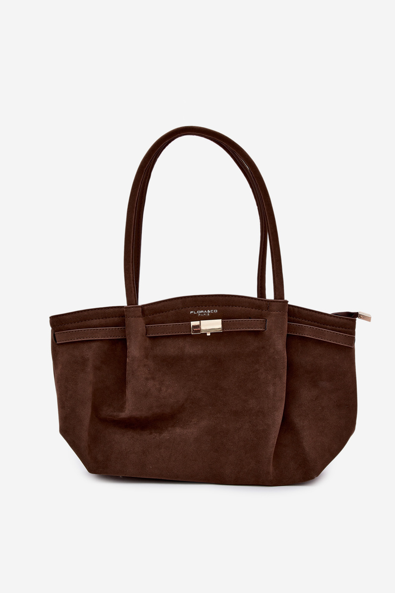 Shopper taška z eko semiše Flora&amp;Co Chocolate