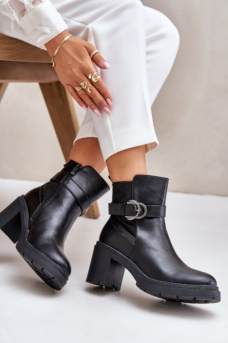 Women's ankle boots with a zipper insulated with a zipper black Inabelle
