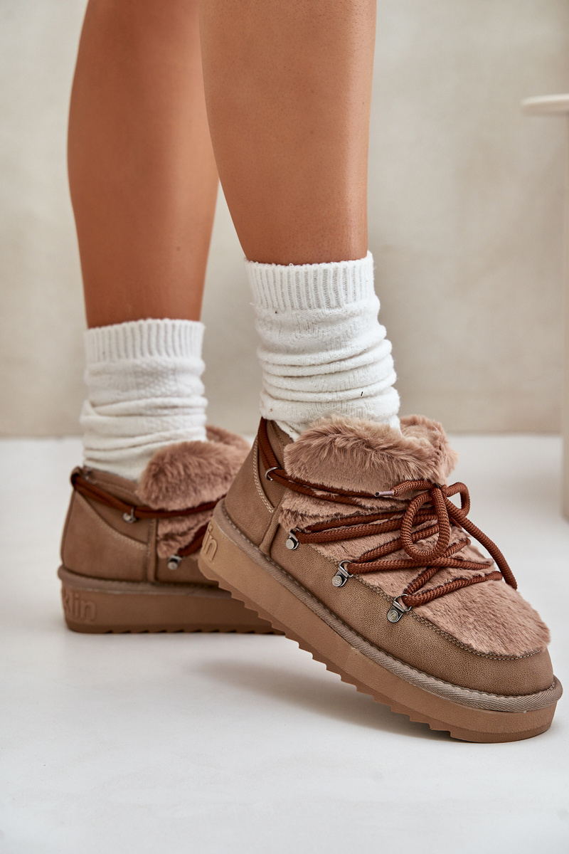 Low platform snow boots with fur D.Franklin brown