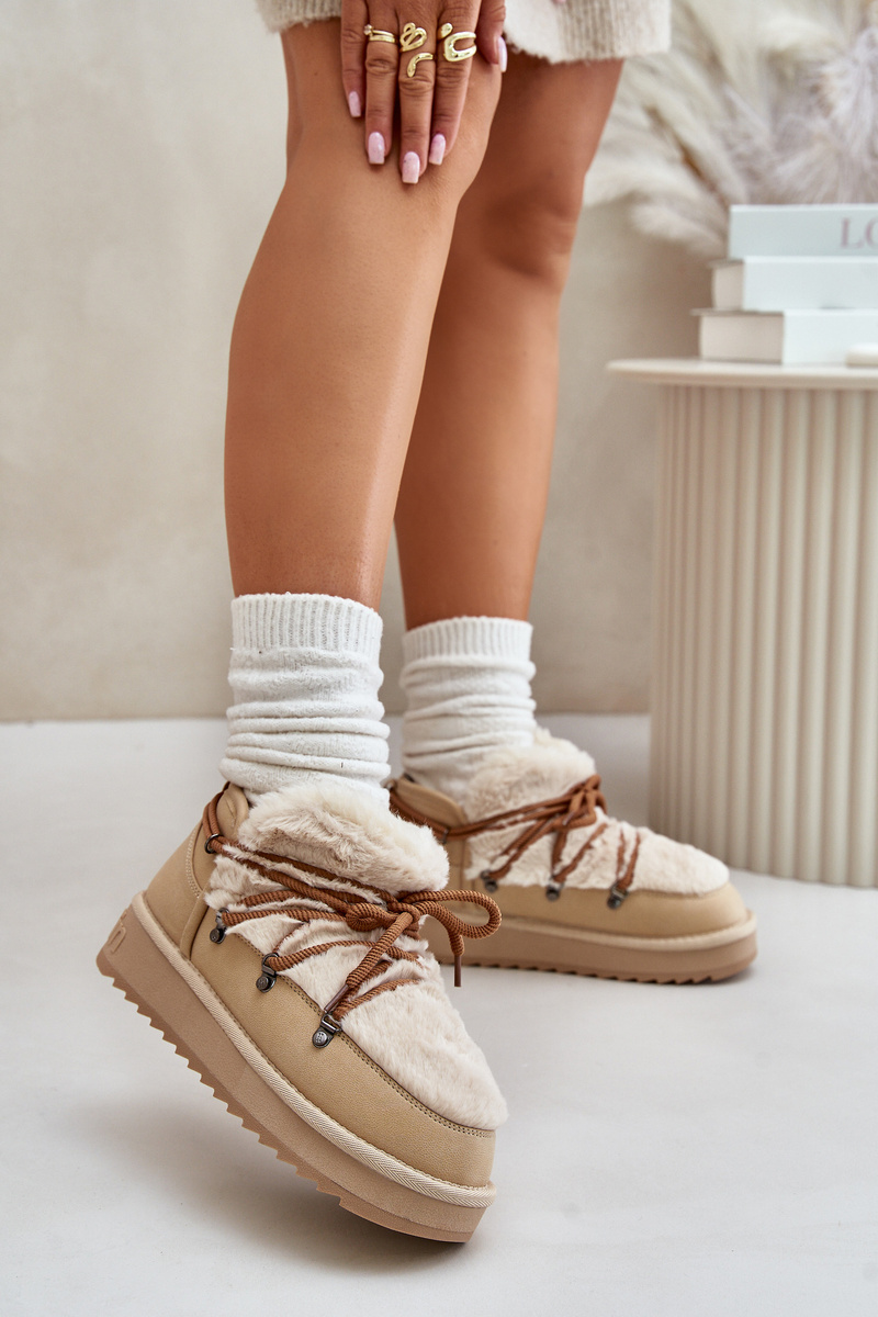 Low platform snow boots with fur D.Franklin beige