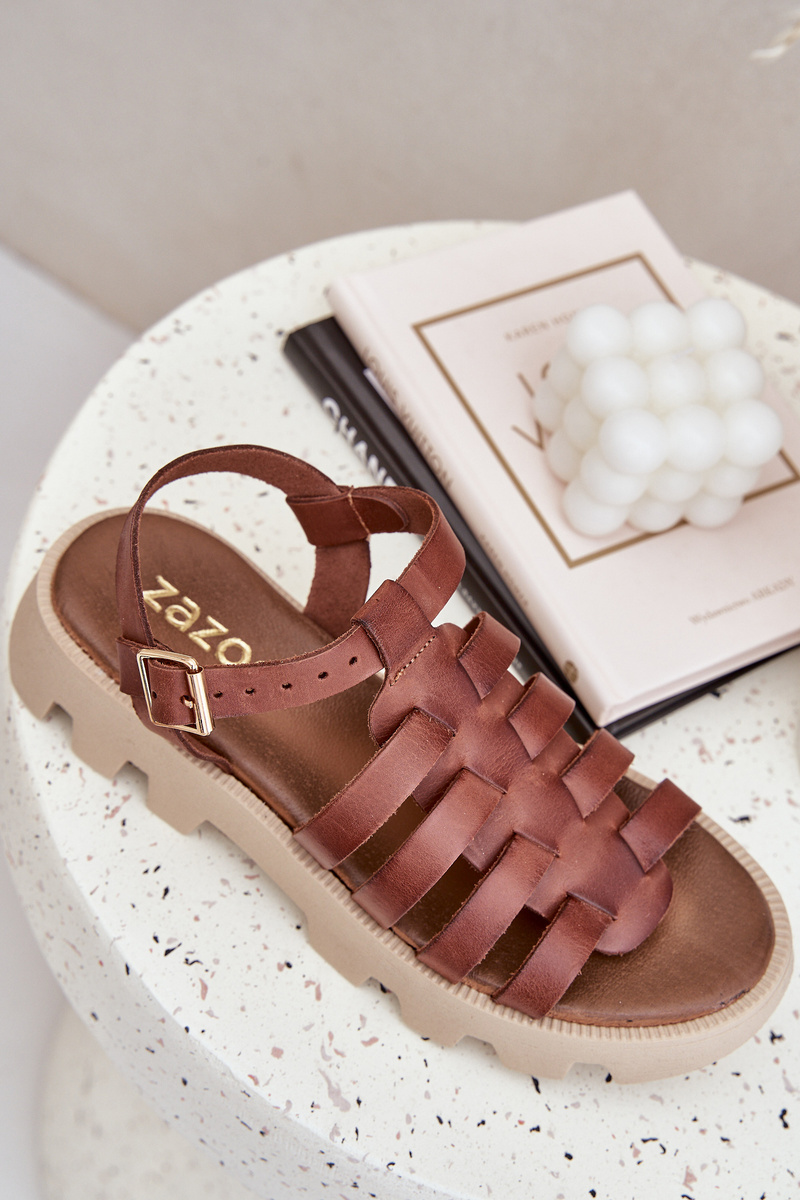 Lewski Shoes Kožené Dámske Sandále Zazoo 3695 Hnedé
