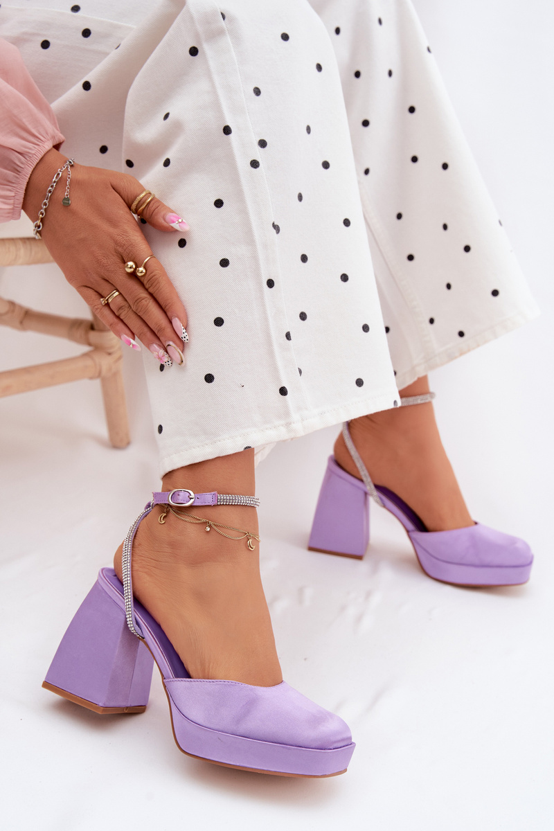 Дамски лилави сандали на ток Seraphina