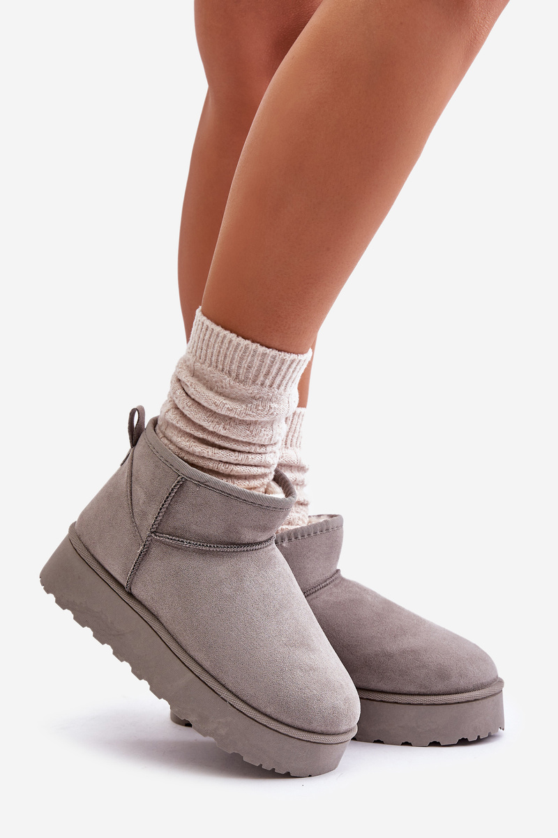 Women's snow boots on a platform lined with fur gray Xamella