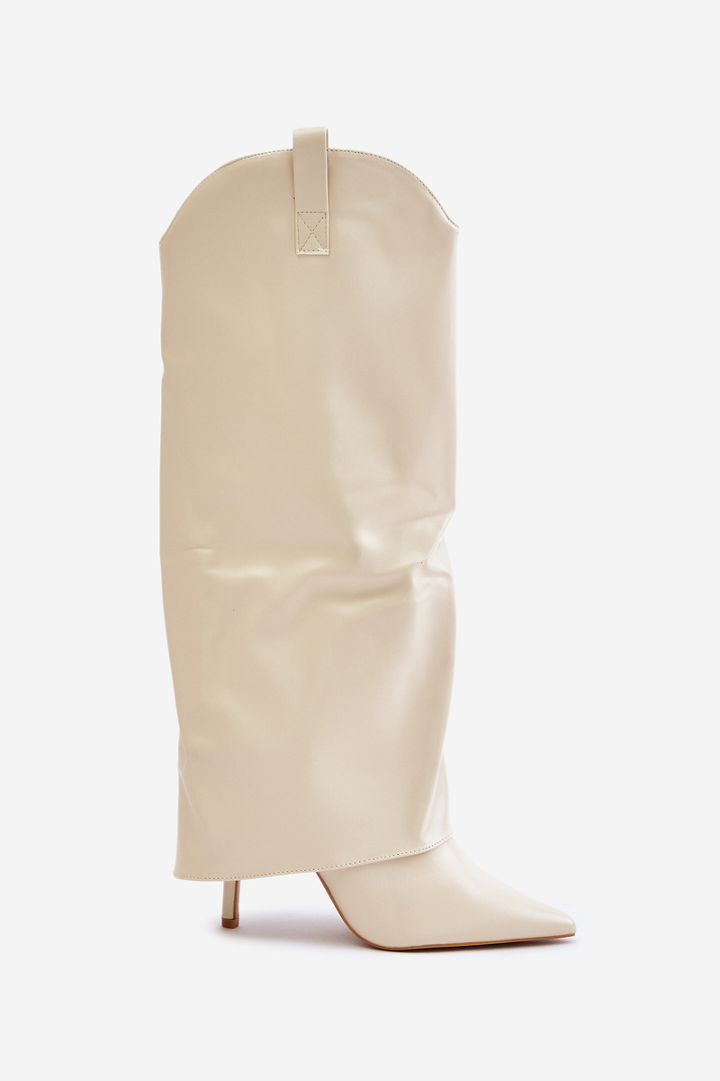 Stiletto heel boots with a bent upper light beige Bellinna