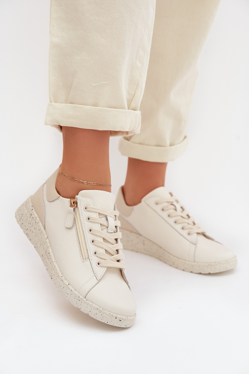 Кожени мокасини EVENTO с цип бежови Доротея