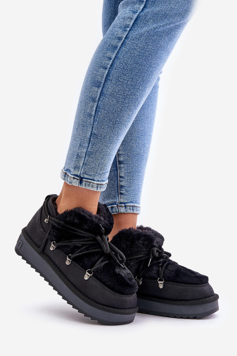 Low platform snow boots with fur D.Franklin DFSH370011 black