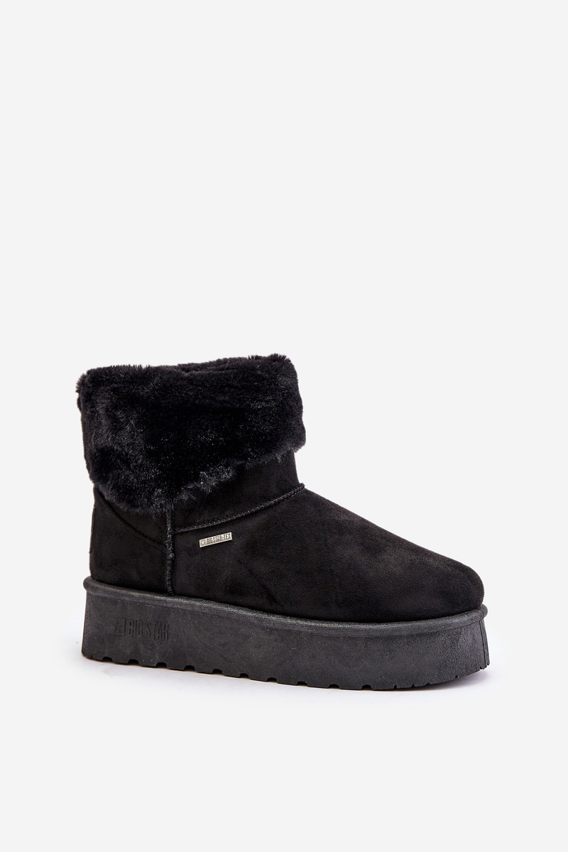 Platform Snow Boots with Fur Big Star Black