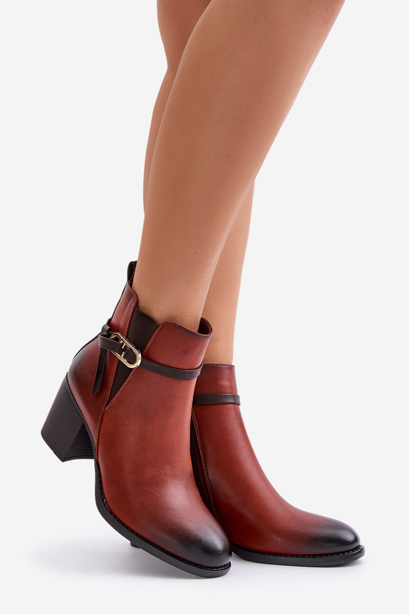 Women's ankle boots with heel strap brown Zinithia