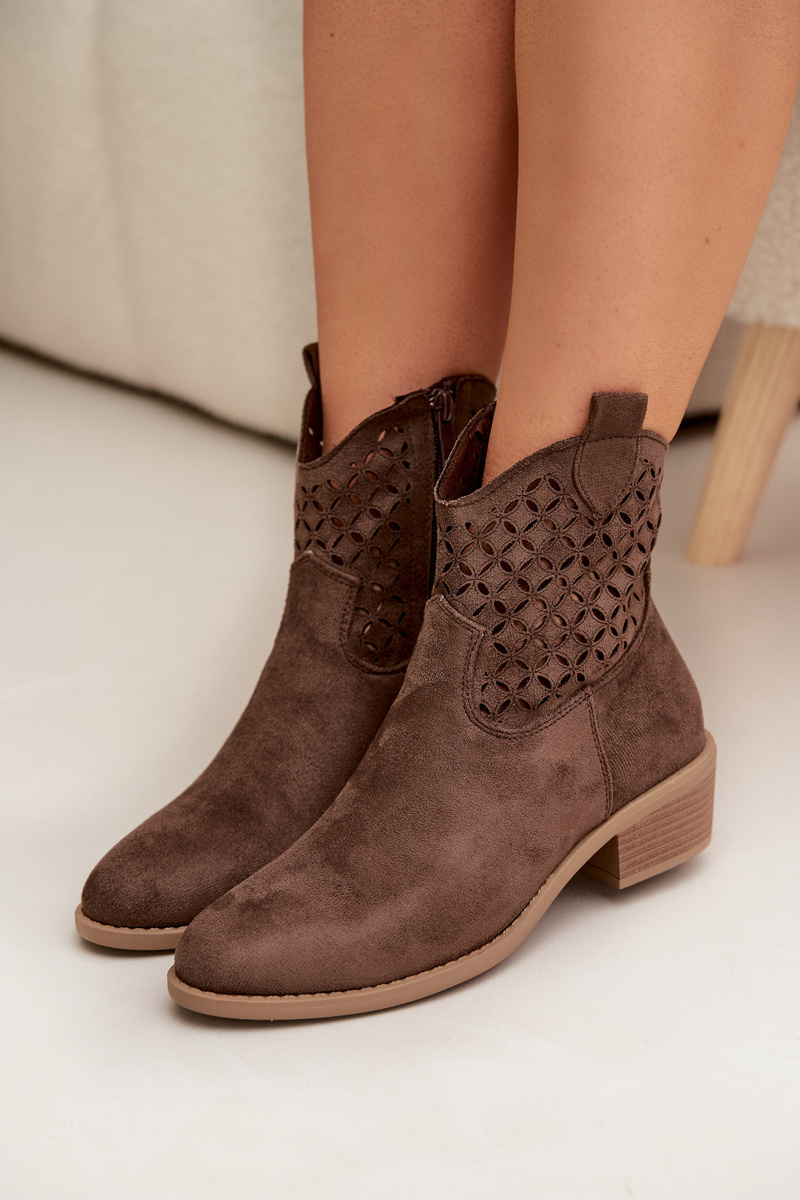 Дамски перфорирани боти до глезена с ток Briavine