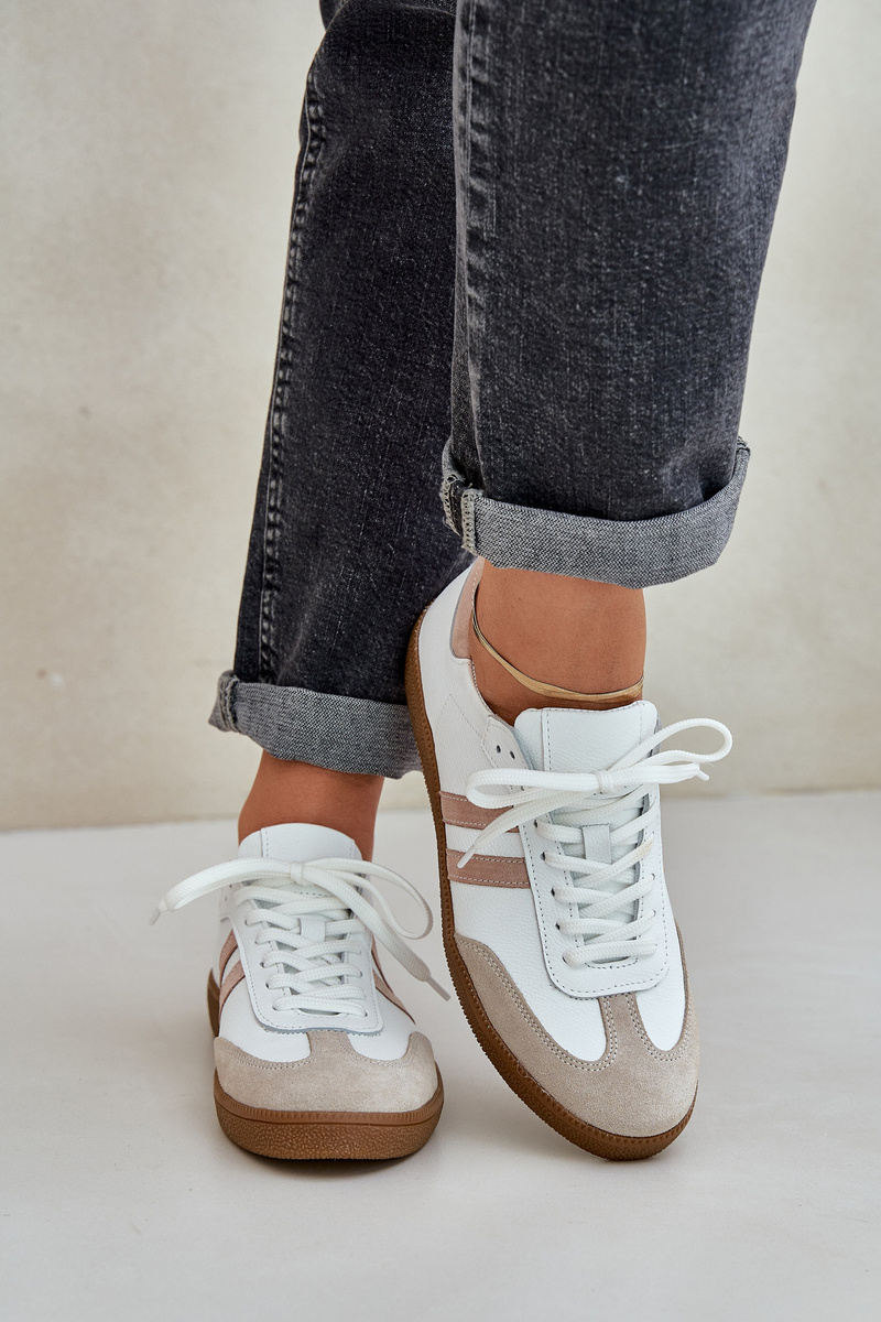 Zazoo N1068 Kožené Nízke Sneakers Dámske Béžové
