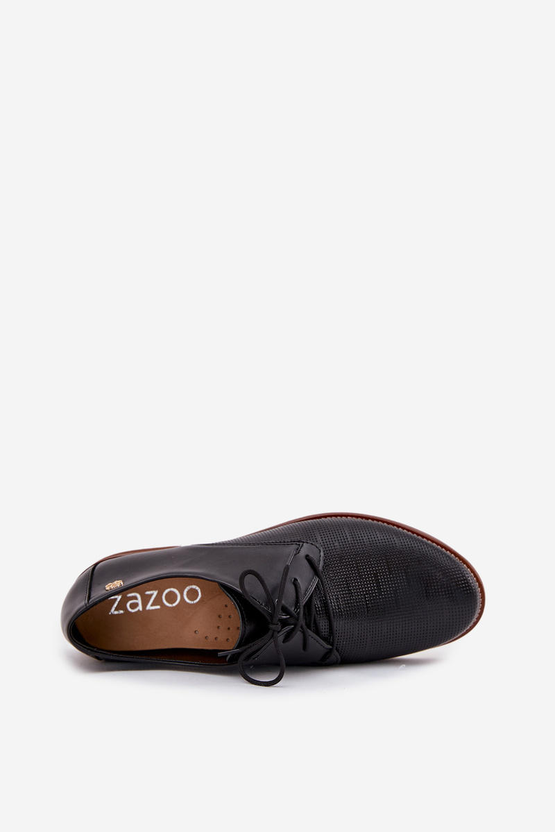 Dámske kožené elegantné šnurovacie topánky Zazoo 4238 Čierne