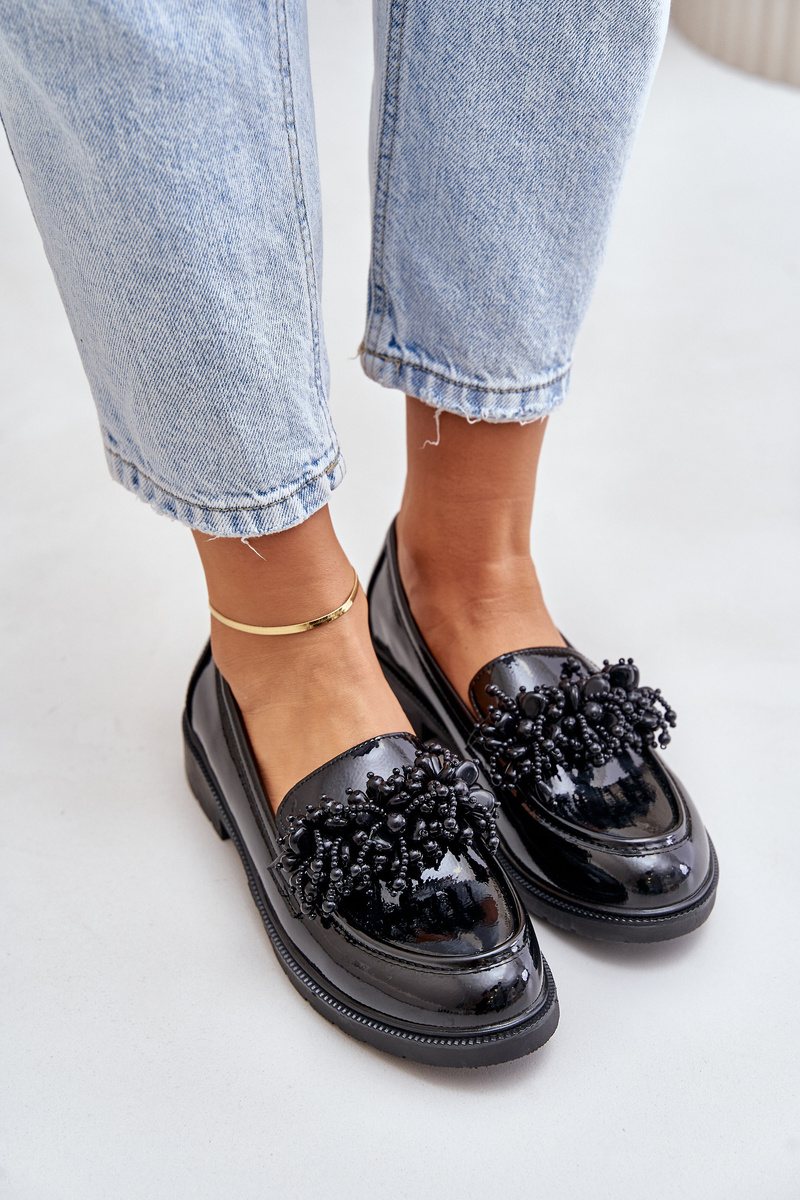 Women&#039;s patent leather moccasins S.Barski black
