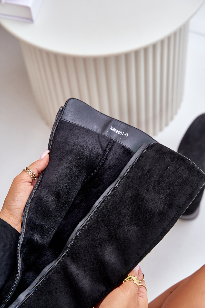 Knee-length eco-suede boots black Izanae