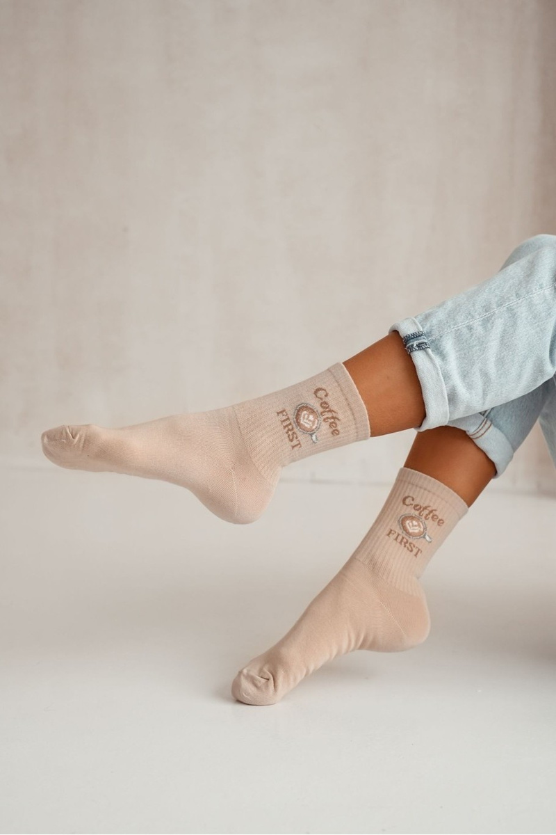 Milena Dámske ponožky Coffee FIRST Béžové