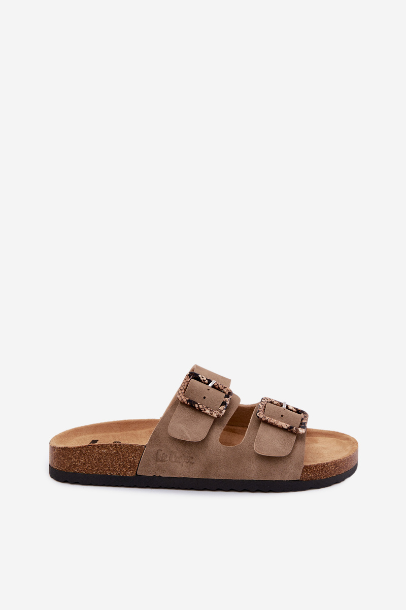 Dámske khaki šľapky s clipmi Lee Cooper