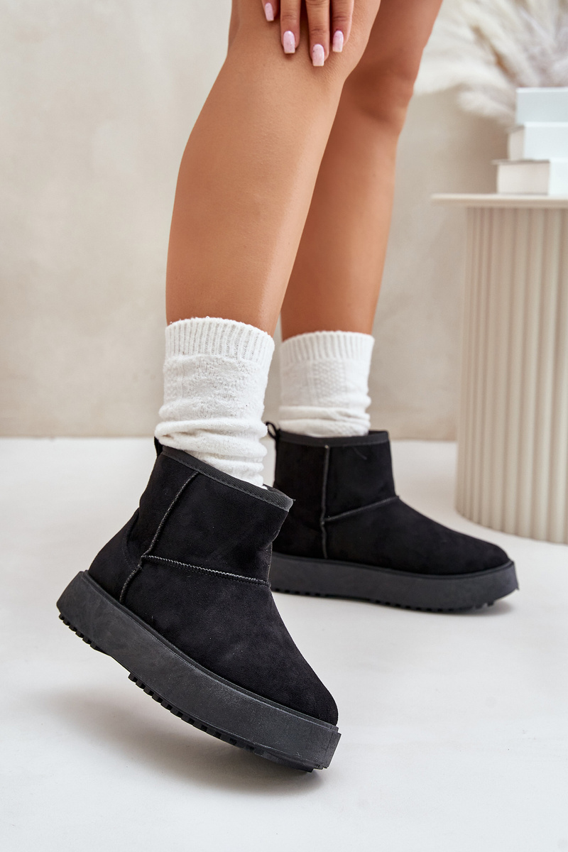Women's platform snow boots made of eco suede black Atteria