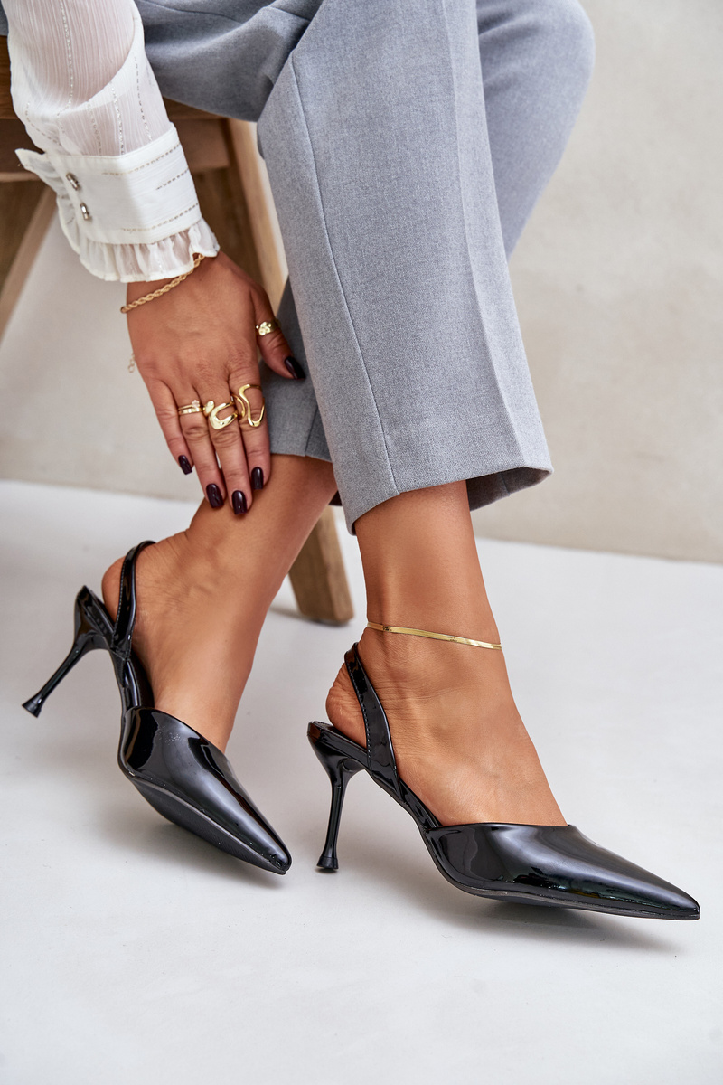 Patent Leather Pumps With Open Heel Black Emmizola