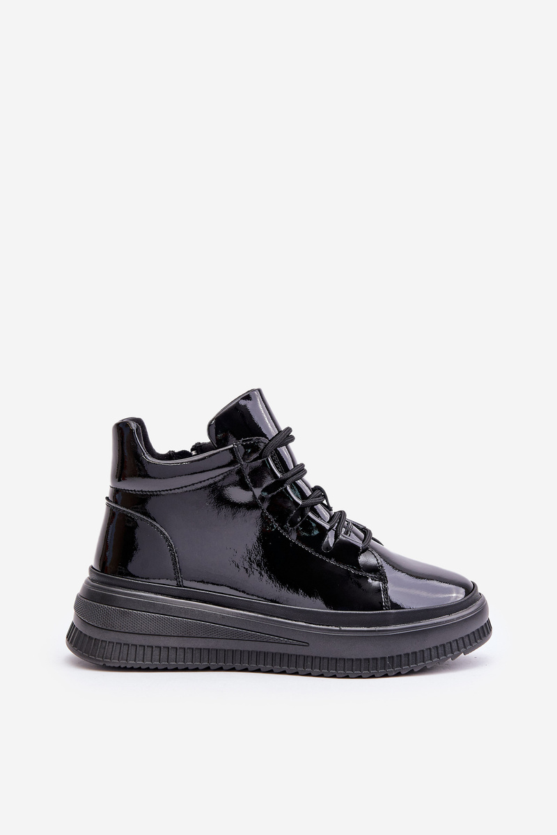 Lightweight patent leather sports shoes natural leather Artiker black