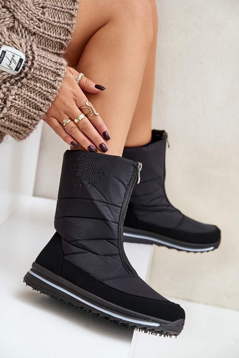 Women&#039;s snow boots with zipper Progress PROGJ-22-130 black