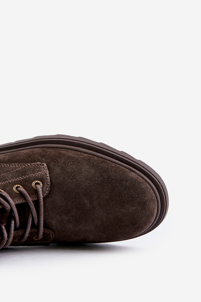 Suede Insulated Men&#039;s Ankle Boots Zipper Big Star Brown