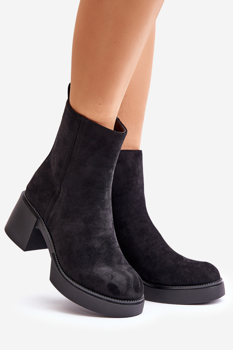 Eco Suede Women's Ankle Boots Insulated Black Meriluna