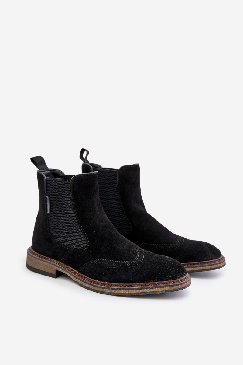 Suede Men&#039;s Ankle Boots Chelsea Big Star Black