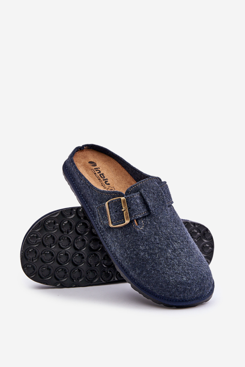 Comfortable men&#039;s slippers with Inblu buckle blue