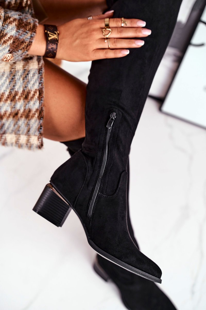 Ghete înalte peste genunchi pentru femei, din piele întoarsă ecologică