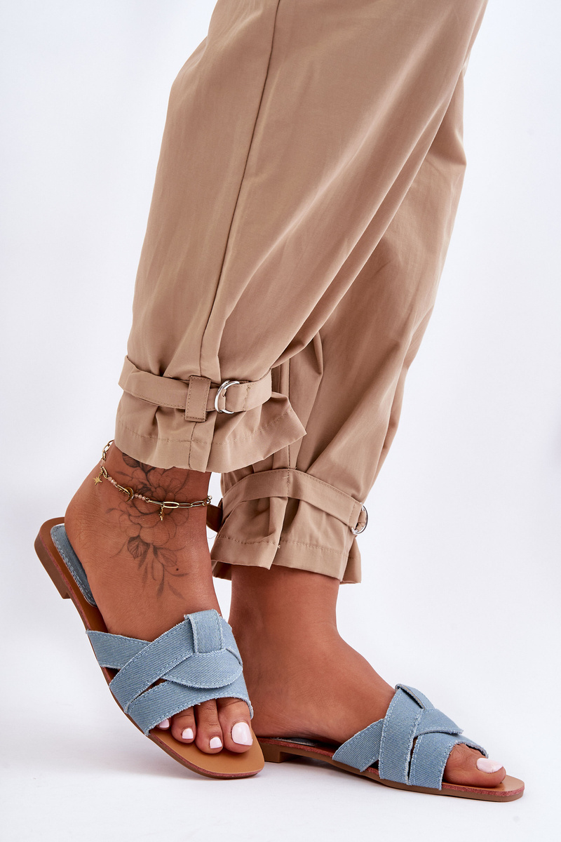 Women&#039;s material sandals light blue Aversa