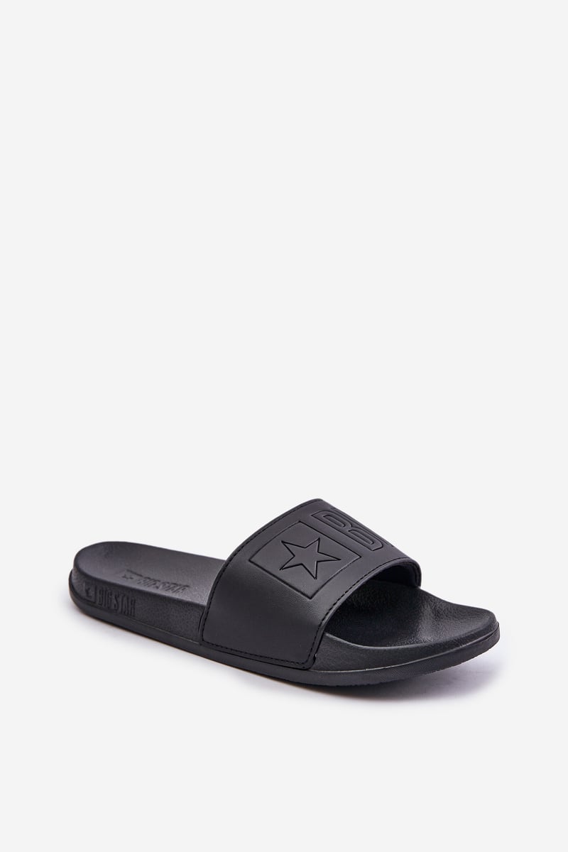 Lightweight Men's Slippers With Big Star Logo Black